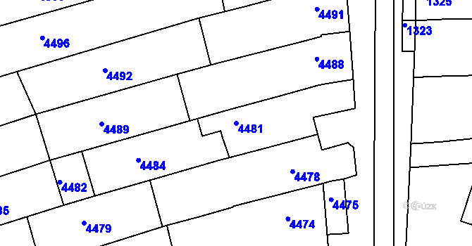 Parcela st. 4481 v KÚ Vlčnov, Katastrální mapa
