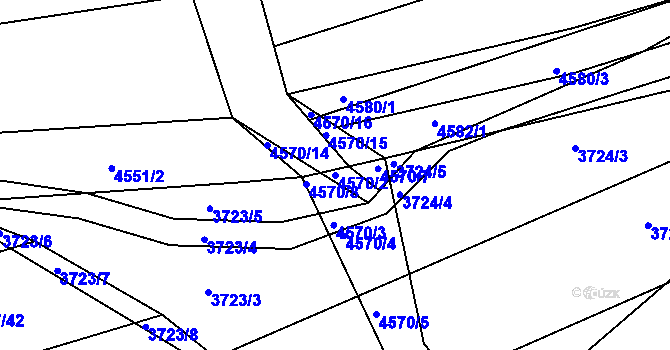 Parcela st. 4570/2 v KÚ Vlčnov, Katastrální mapa