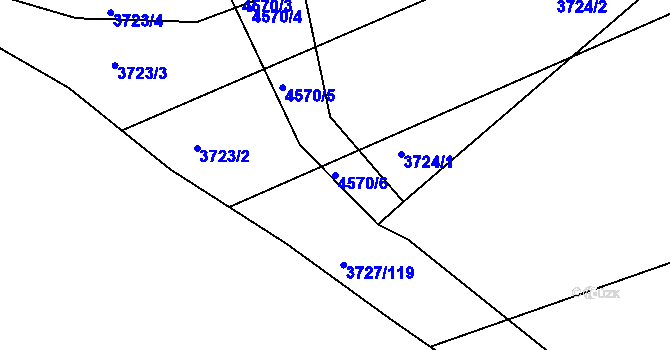 Parcela st. 4570/6 v KÚ Vlčnov, Katastrální mapa