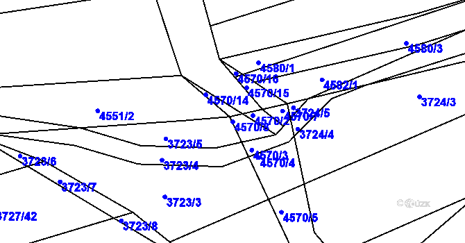 Parcela st. 4570/8 v KÚ Vlčnov, Katastrální mapa