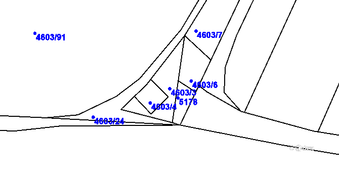 Parcela st. 4603/3 v KÚ Vlčnov, Katastrální mapa