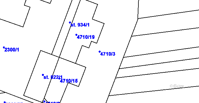Parcela st. 4710/3 v KÚ Vlčnov, Katastrální mapa