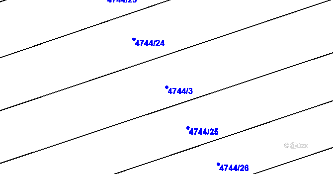 Parcela st. 4744/3 v KÚ Vlčnov, Katastrální mapa
