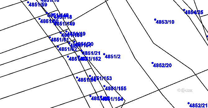 Parcela st. 4851/2 v KÚ Vlčnov, Katastrální mapa