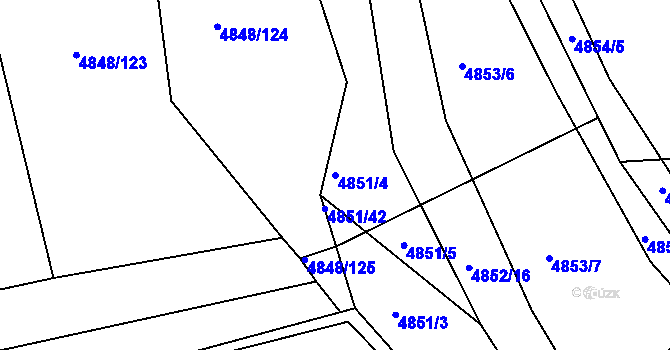 Parcela st. 4851/4 v KÚ Vlčnov, Katastrální mapa
