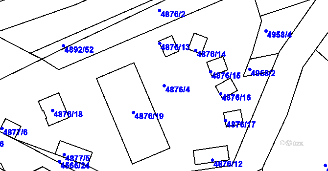 Parcela st. 4876/4 v KÚ Vlčnov, Katastrální mapa