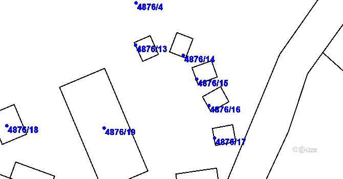 Parcela st. 4876/5 v KÚ Vlčnov, Katastrální mapa