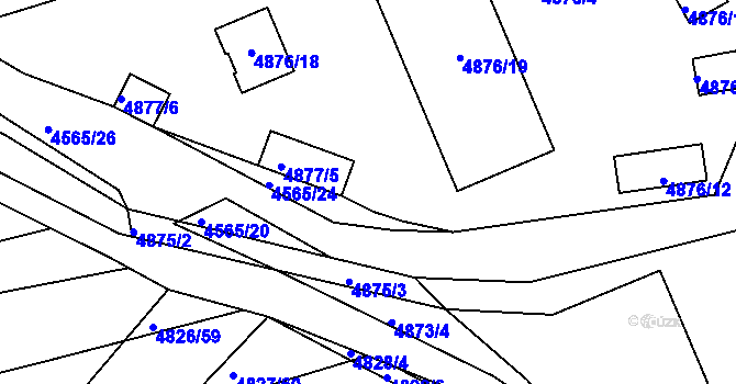 Parcela st. 4876/9 v KÚ Vlčnov, Katastrální mapa