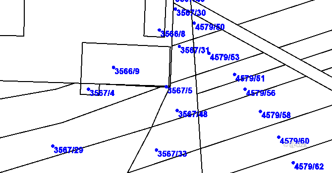Parcela st. 3567/5 v KÚ Vlčnov, Katastrální mapa