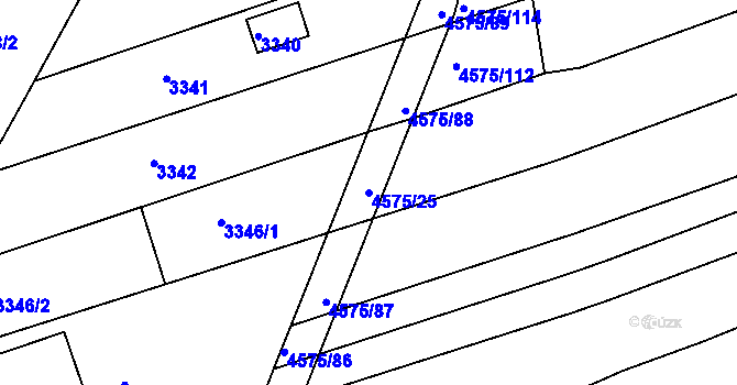 Parcela st. 4575/25 v KÚ Vlčnov, Katastrální mapa