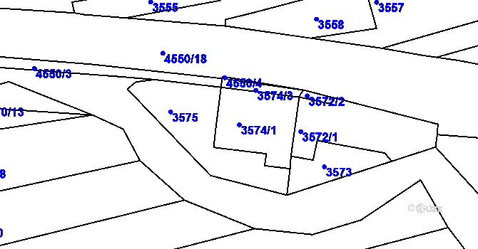 Parcela st. 3574/1 v KÚ Vlčnov, Katastrální mapa