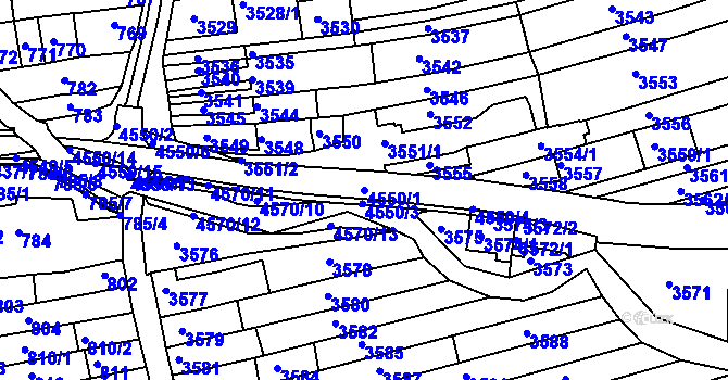 Parcela st. 4550/1 v KÚ Vlčnov, Katastrální mapa