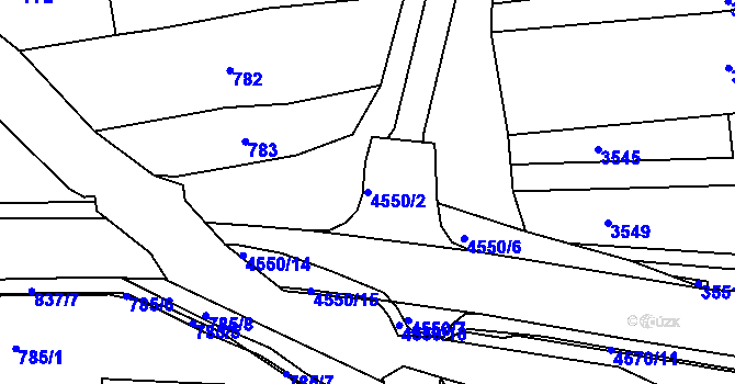 Parcela st. 4550/2 v KÚ Vlčnov, Katastrální mapa