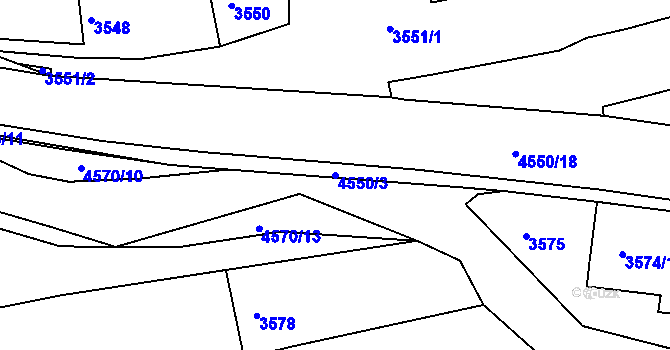 Parcela st. 4550/3 v KÚ Vlčnov, Katastrální mapa