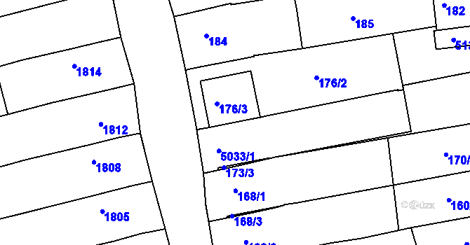 Parcela st. 5033/2 v KÚ Vlčnov, Katastrální mapa