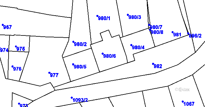 Parcela st. 980/6 v KÚ Vlčnov, Katastrální mapa