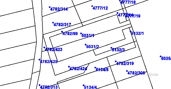 Parcela st. 5031/2 v KÚ Vlčnov, Katastrální mapa
