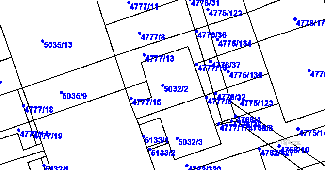 Parcela st. 5032/2 v KÚ Vlčnov, Katastrální mapa