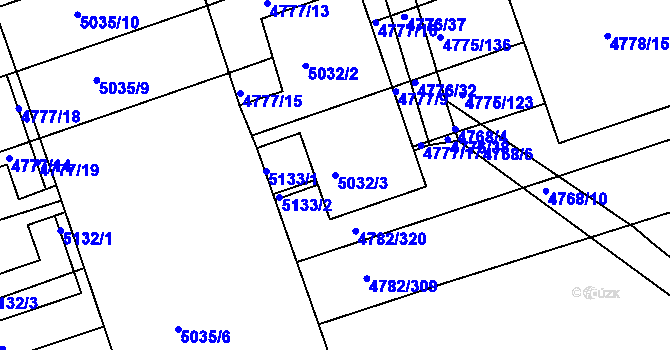 Parcela st. 5032/3 v KÚ Vlčnov, Katastrální mapa