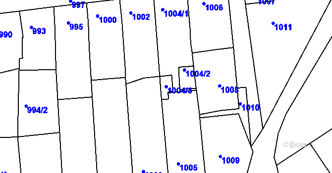 Parcela st. 1004/3 v KÚ Vlčnov, Katastrální mapa