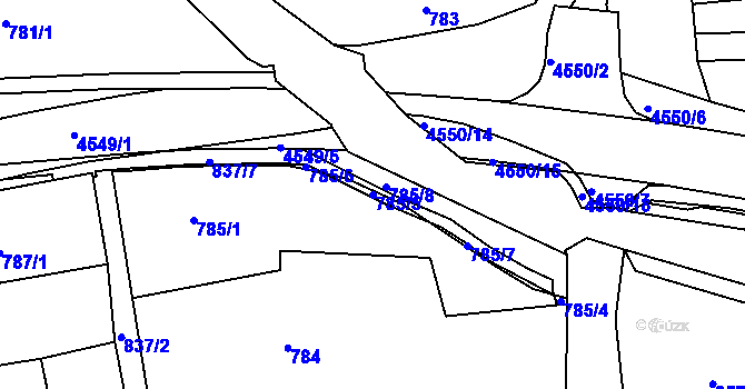 Parcela st. 785/5 v KÚ Vlčnov, Katastrální mapa