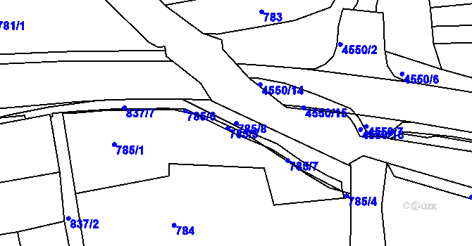 Parcela st. 785/8 v KÚ Vlčnov, Katastrální mapa
