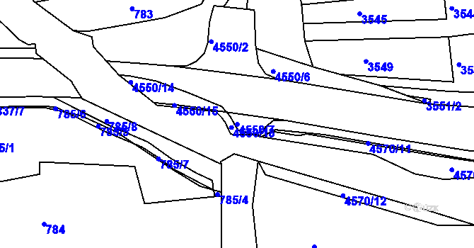Parcela st. 4550/7 v KÚ Vlčnov, Katastrální mapa