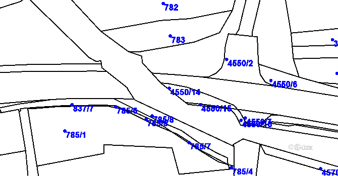 Parcela st. 4550/14 v KÚ Vlčnov, Katastrální mapa