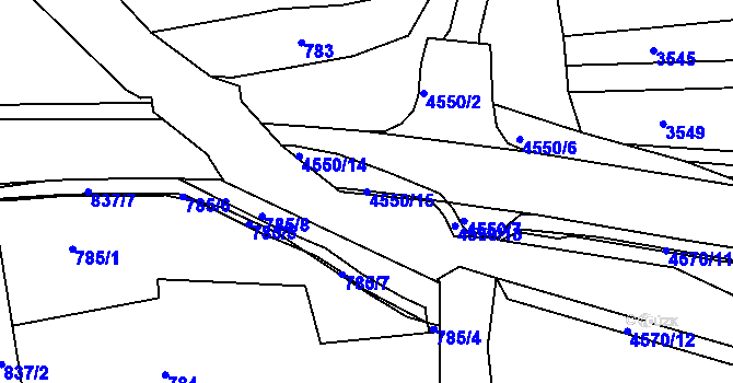 Parcela st. 4550/15 v KÚ Vlčnov, Katastrální mapa