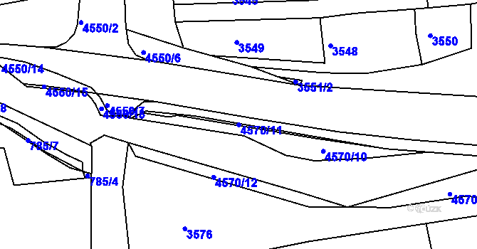 Parcela st. 4570/11 v KÚ Vlčnov, Katastrální mapa