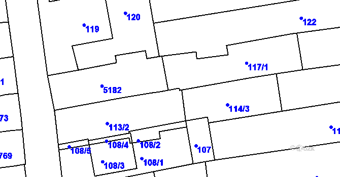Parcela st. 113/3 v KÚ Vlčnov, Katastrální mapa