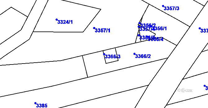 Parcela st. 3366/3 v KÚ Vlčnov, Katastrální mapa