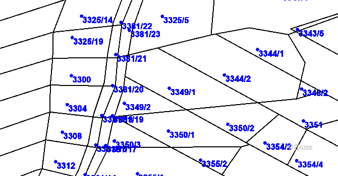 Parcela st. 3349/1 v KÚ Vlčnov, Katastrální mapa