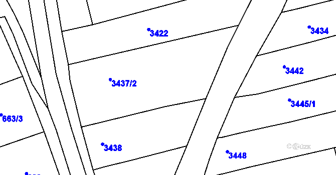 Parcela st. 3437/1 v KÚ Vlčnov, Katastrální mapa