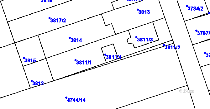 Parcela st. 3811/4 v KÚ Vlčnov, Katastrální mapa
