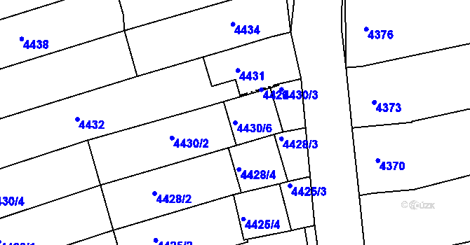 Parcela st. 4430/6 v KÚ Vlčnov, Katastrální mapa