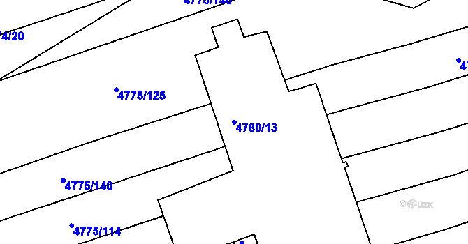 Parcela st. 4780/13 v KÚ Vlčnov, Katastrální mapa