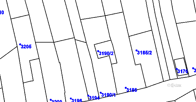 Parcela st. 3190/2 v KÚ Vlčnov, Katastrální mapa