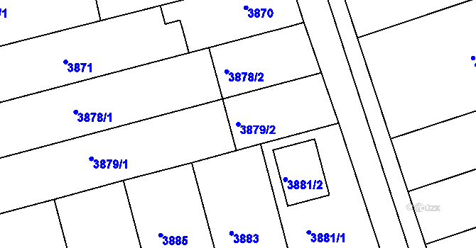 Parcela st. 3879/2 v KÚ Vlčnov, Katastrální mapa