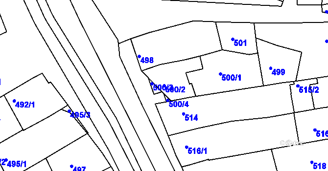 Parcela st. 500/2 v KÚ Vlčnov, Katastrální mapa