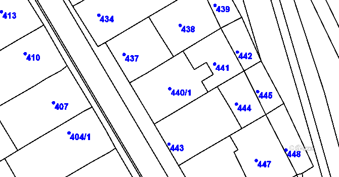 Parcela st. 440/1 v KÚ Vlčnov, Katastrální mapa
