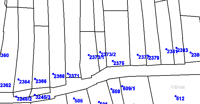 Parcela st. 2373/2 v KÚ Vlčnov, Katastrální mapa