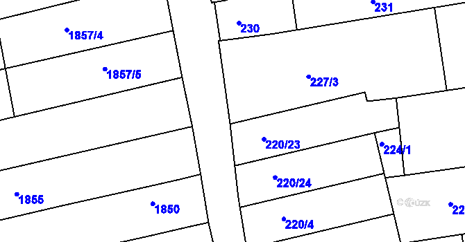 Parcela st. 220/26 v KÚ Vlčnov, Katastrální mapa