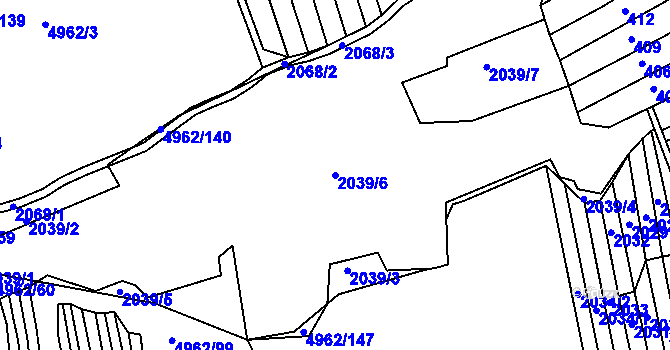 Parcela st. 2039/6 v KÚ Vlčnov, Katastrální mapa