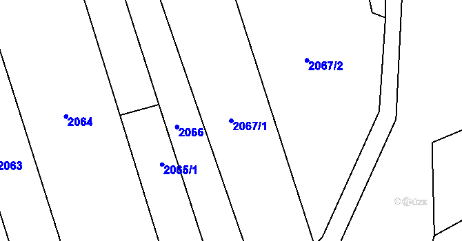 Parcela st. 2067/1 v KÚ Vlčnov, Katastrální mapa