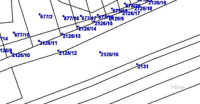 Parcela st. 2126/16 v KÚ Vlčnov, Katastrální mapa