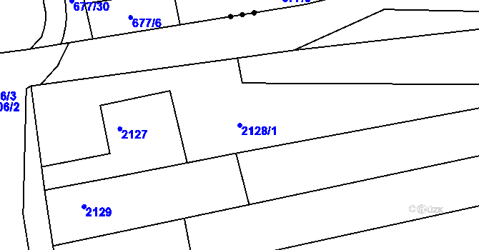 Parcela st. 2128/1 v KÚ Vlčnov, Katastrální mapa