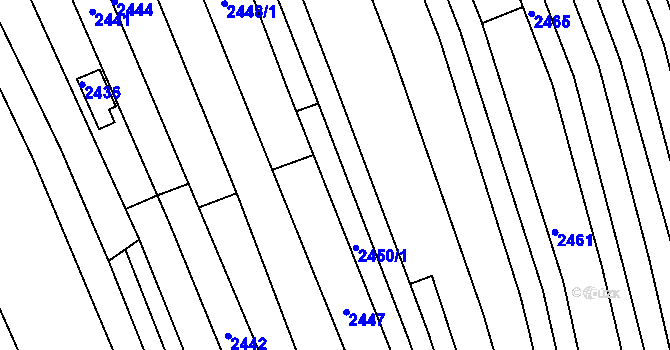Parcela st. 2450/2 v KÚ Vlčnov, Katastrální mapa