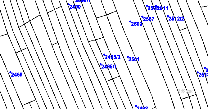 Parcela st. 2495/2 v KÚ Vlčnov, Katastrální mapa