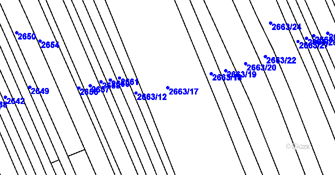 Parcela st. 2663/17 v KÚ Vlčnov, Katastrální mapa